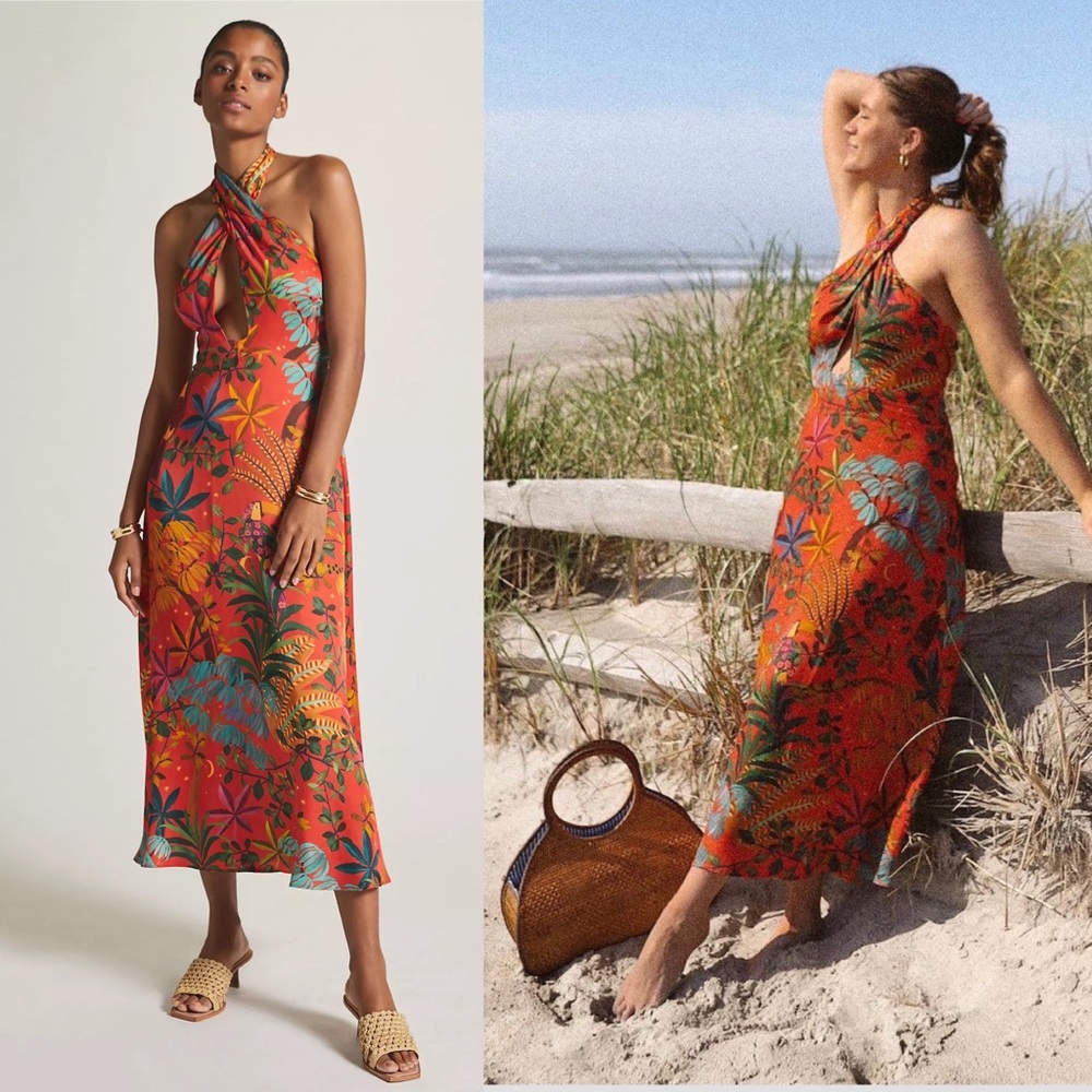 Rare Farm Rio x Anthropologie Halter Maxi Dress Size Large
